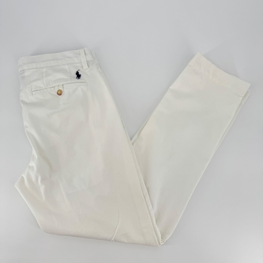 Polo Ralph Lauren Mens Stretch Straight Fit Washed Chino Pants White 32/32